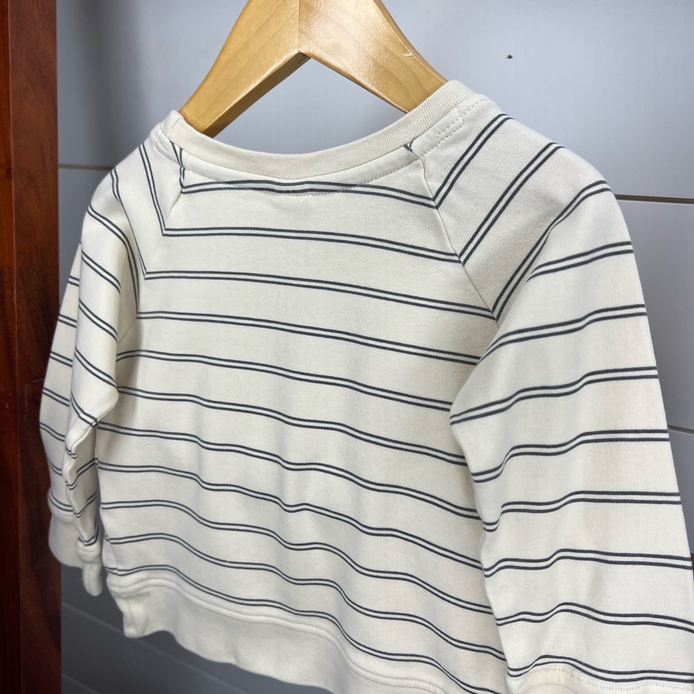 Colored Organics Baby: Cream and Charcoal Striped Crew Long Sleeve - Picture 5 of 5